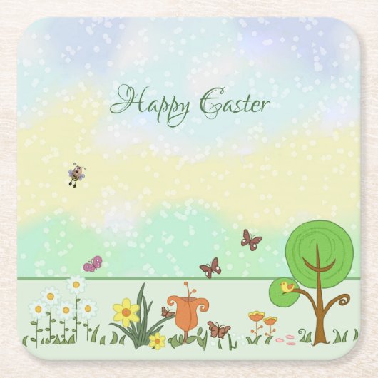Papierfrühling Ostern  Kartonnen Onderzetters (Voorkant)