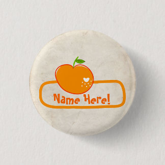 PapierFruit-Oranje naamplaatje Ronde Button 3,2 Cm