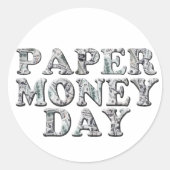papiergelddag ronde sticker (Voorkant)