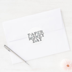 papiergelddag ronde sticker