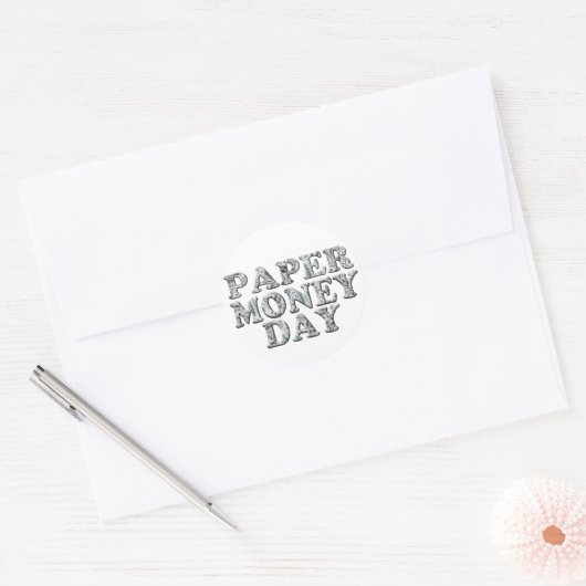 papiergelddag ronde sticker (Envelop)