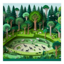 papiergesneden bos perfect poster
