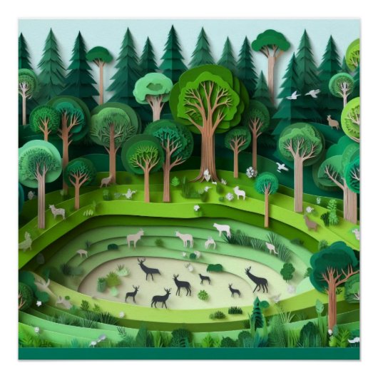 papiergesneden bos perfect poster (Voorkant)