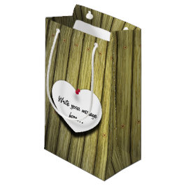 Papierhandgeschreven script, bijtend klein cadeauzakje