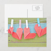 Papierhart op de lijn briefkaart (Voorkant / Achterkant)