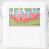 Papierhart op de lijn rechthoekige sticker (Tas)