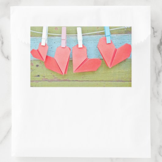 Papierhart op de lijn rechthoekige sticker (Tas)