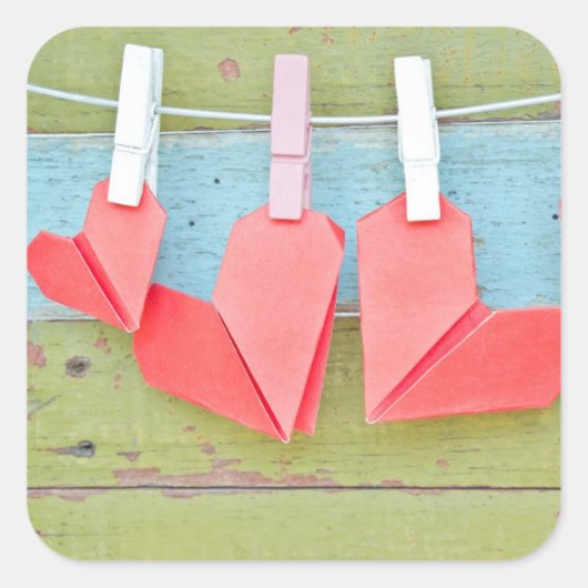 Papierhart op de lijn vierkante sticker (Voorkant)