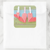 Papierhart op de lijn vierkante sticker (Tas)