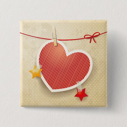Papierhart Vierkante Button 5,1 Cm (Voorkant)
