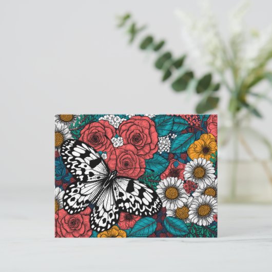 Papierkiettuin Briefkaart (Staand voorkant)