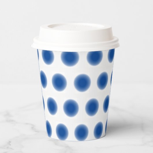 Papierkop - Blauwe Stippen met verschillende rande Papieren Bekers (Links)
