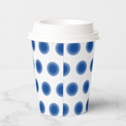 Papierkop - Blauwe Stippen met verschillende rande Papieren Bekers (Rechts)
