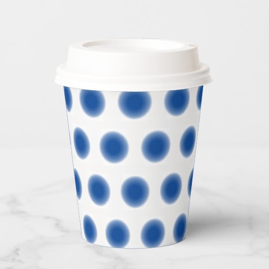 Papierkop - Blauwe Stippen met verschillende rande Papieren Bekers (Voorkant)