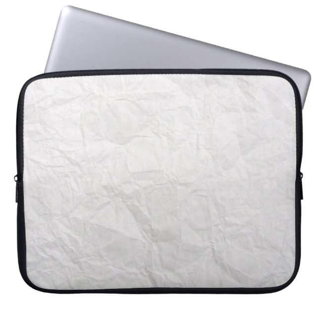 Papierkreukjes, witte kauwtextuur laptop sleeve (Voorkant)
