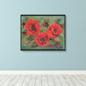 Papierlade met papaverbloemen omwikkeld door Renee Canvas Afdruk (Insitu (Houten vloer))