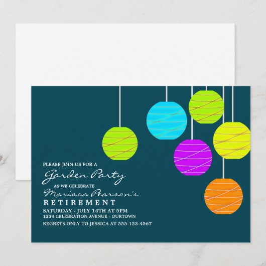 Papierlampions Garden Party-uitnodigingen Kaart (Voorkant / Achterkant)