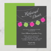 Papierlampions roze groene bruiloft kaart (Voorkant / Achterkant)