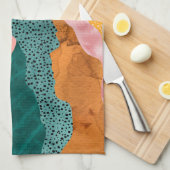 Papierlandschap, geknipte, getorste randen, groent theedoek (Quarter Fold)