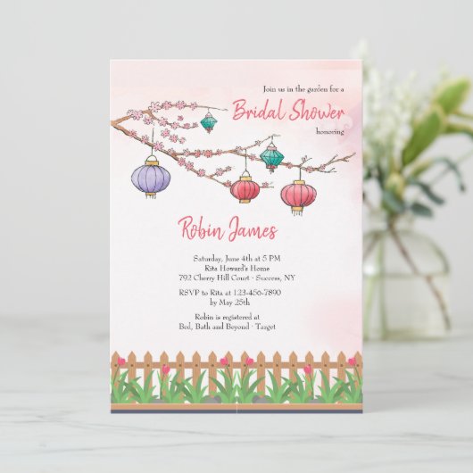 Papierlantaarns-uitnodiging Kaart (Staand voorkant)