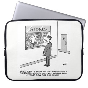 Papierloze Samenleving. Man wil een Toiletrol Laptop Sleeve