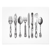 papiermachine Black White Fork Spoon Knife 1800's Foto Afdruk (Voorkant)