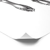  papiermachine Black White Fork Spoon Knife 1800's Foto Afdruk (Hoek)