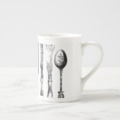  papiermachine Black White Fork Spoon Knife 1800's Porselein Kop (Rechts)