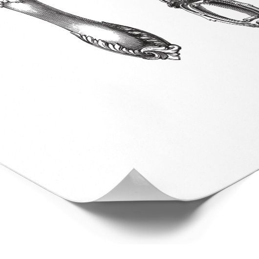  papiermachine Black White Fork Spoon Knife 1800's Poster (Hoek)