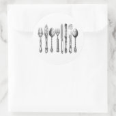 papiermachine Black White Fork Spoon Knife 1800's Ronde Sticker (Tas)