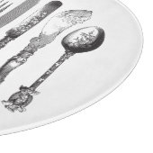  papiermachine Black White Fork Spoon Knife 1800's Snijplank (Hoek)