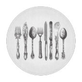  papiermachine Black White Fork Spoon Knife 1800's Snijplank (Voorkant)