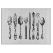 papiermachine Black White Fork Spoon Knife 1800's Snijplank (Voorkant)