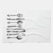  papiermachine Black White Fork Spoon Knife 1800's Theedoek (Horizontaal)