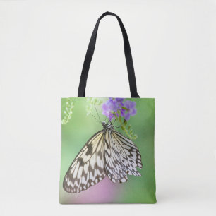 Papiermijt vlinder in groen en paars tote bag