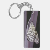 Papiermijt vlinder op paars sleutelhanger (Voorkant Links)