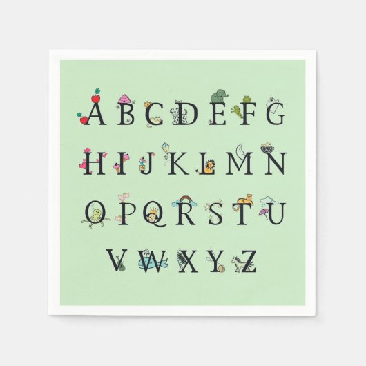 PAPIERNAPKIN : ALPHABET CHART SERVET (Voorkant)