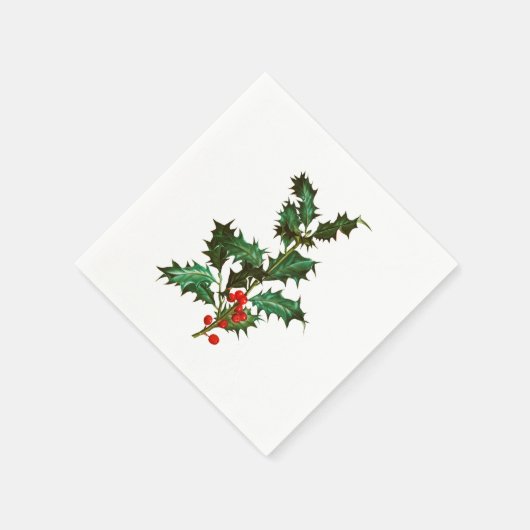 PAPIERNAPKIN : VINTAGE CHRISTMAS HOLLY SERVET (Hoek)