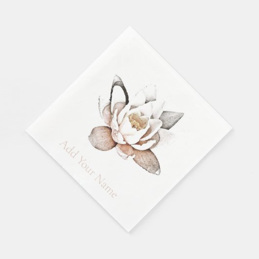 PAPIERNAPKIN : WITTE LOTUS + SERVET (Hoek)