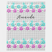 Papierneonbloemen op een grijs-witte geraffineerde fleece deken (Voorkant)