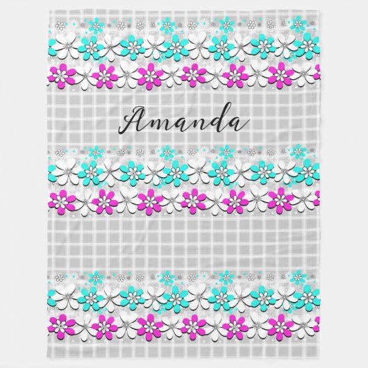 Papierneonbloemen op een grijs-witte geraffineerde fleece deken (Voorkant)