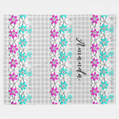 Papierneonbloemen op een grijs-witte geraffineerde fleece deken (Voorkant (Horizontaal))