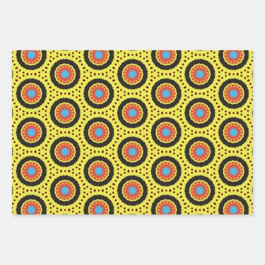 Papierpak 174 Decoratief Bruin Blauw Geel Inpakpapier Vel (Voorkant 3)