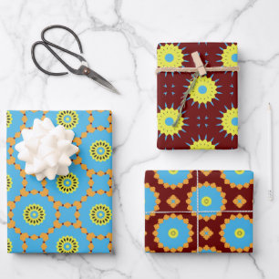 Papierpakket 175 Decoratief Bruin Blauw Geel Inpakpapier Vel