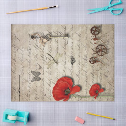  papierpaprika met sleutelvlinderversnelling tissuepapier (Craft)