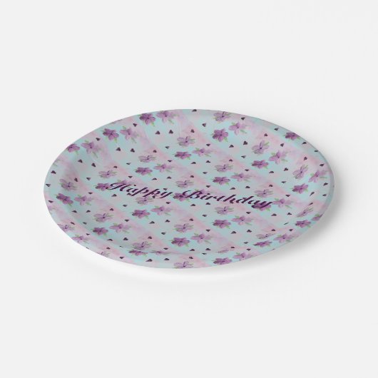 Papierpartijontwerper in Paars blauw en roze Papieren Bordje (Gekanteld)