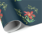 Papierpatroon Oranje Lily Leafy Green Cadeaupapier (Rol Hoek)