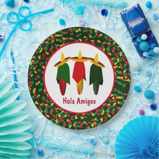 Papierplaat van Mexicaanse Fiesta, drie grote amig Papieren Bordje (Feest)