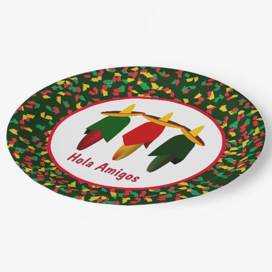 Papierplaat van Mexicaanse Fiesta, drie grote amig Papieren Bordje (Gekanteld)