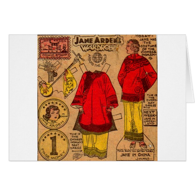 Papierpop uit 1930, Chinese kleding (Voorkant Horizontaal)